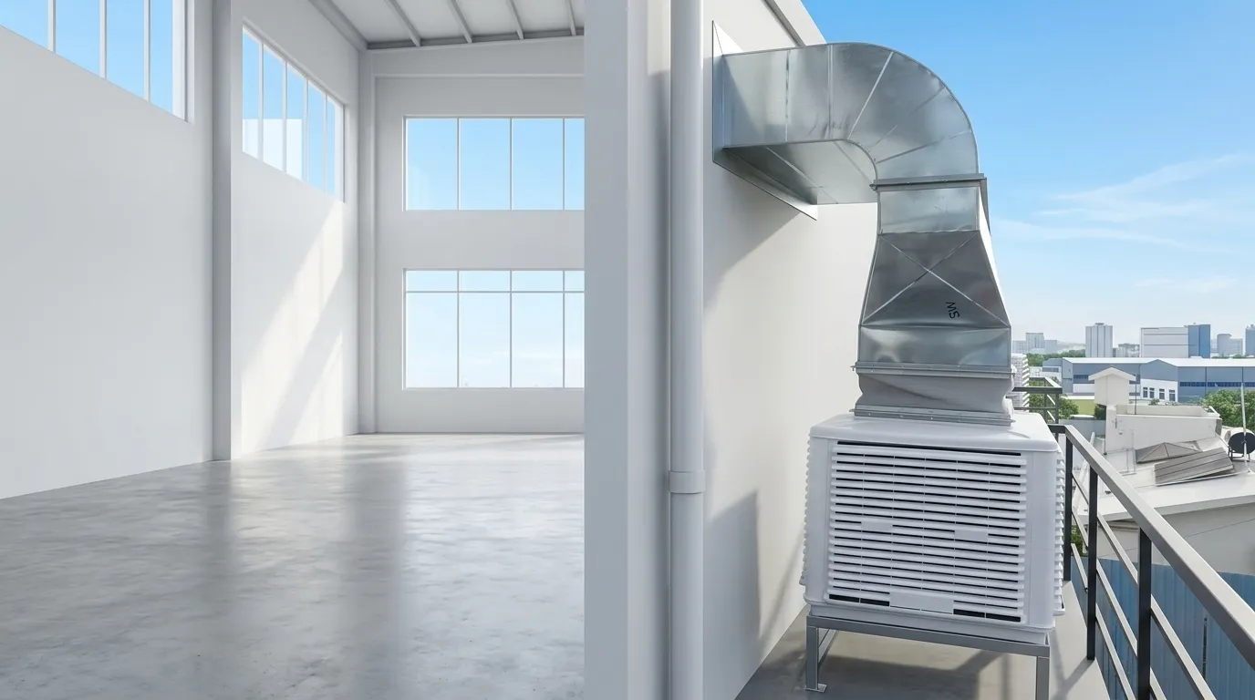 Valutech Industrial Evaporative Air Cooling System on Eco-Friendly Landscape